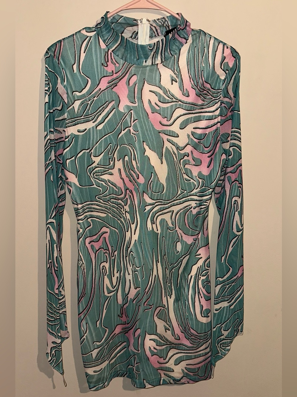 Teal & Pink Swirl Long Sleeve Top